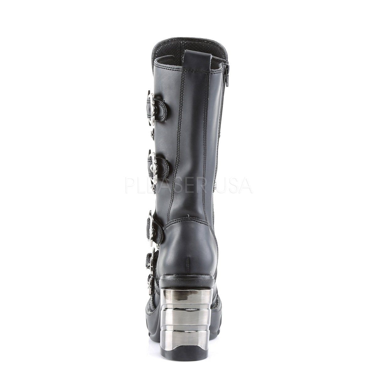 SINISTER-203 Black Vegan Leather Calf Boot Demonia