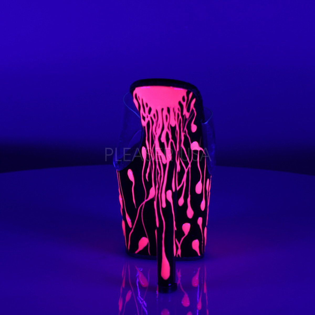 SKY-301-5 Clear/Black-Neon Hot Pink Slide Pleaser