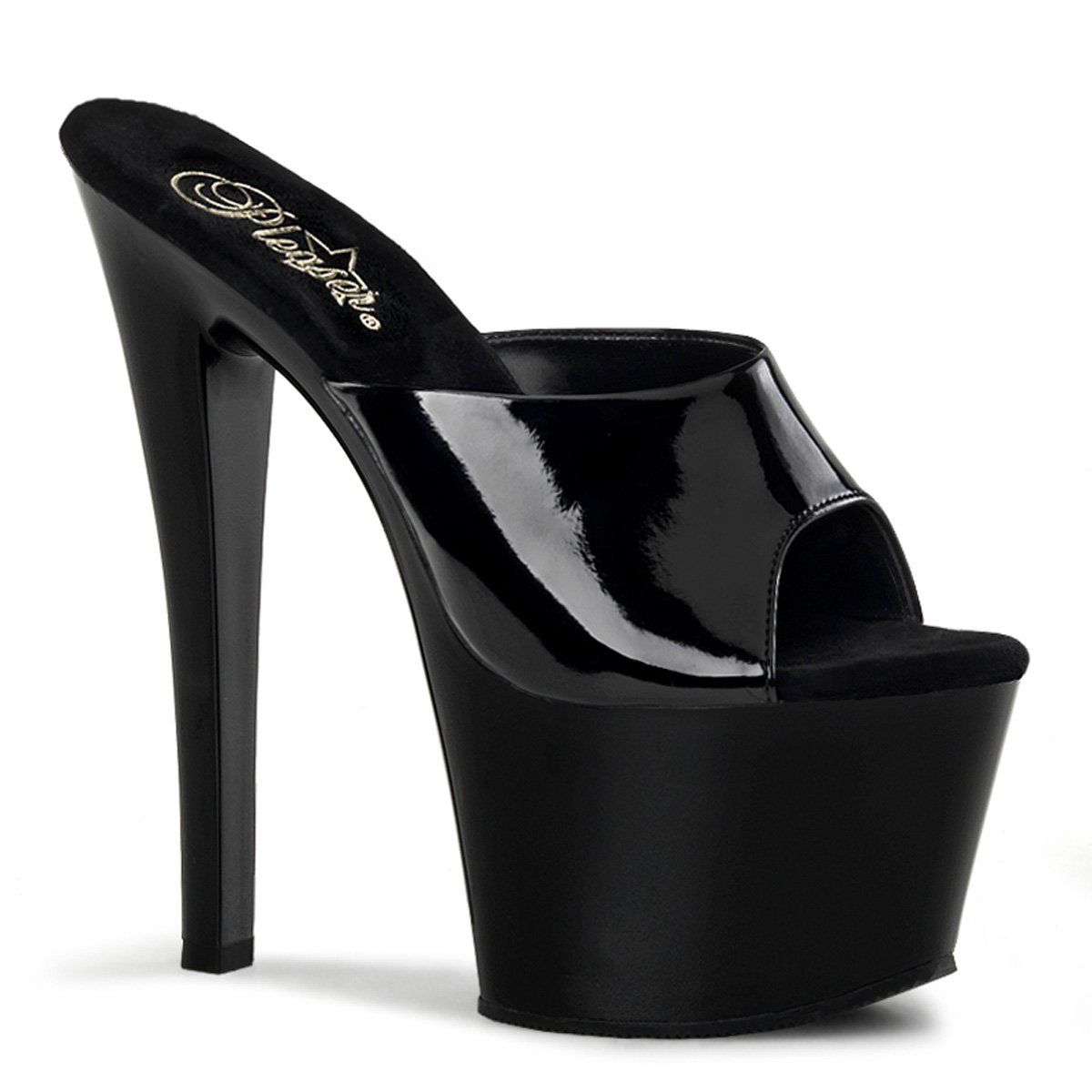 SKY-301 Black Patent Platform Sandal Pleaser