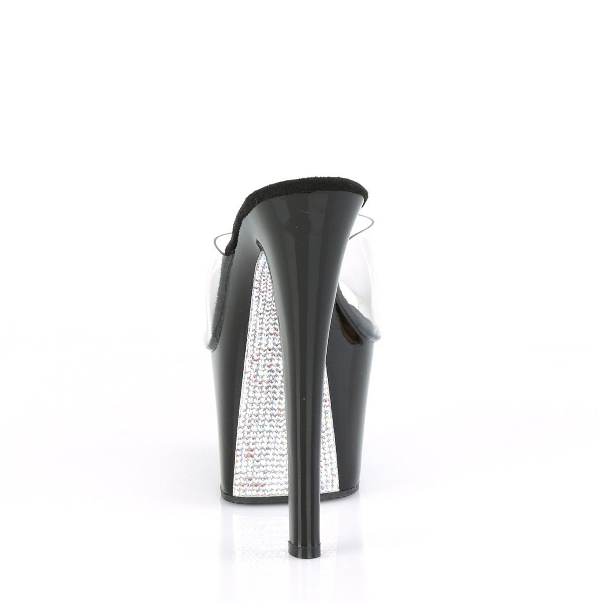 SKY-301CRS Clear/Black-Silver AB Rhinestone Slide Pleaser