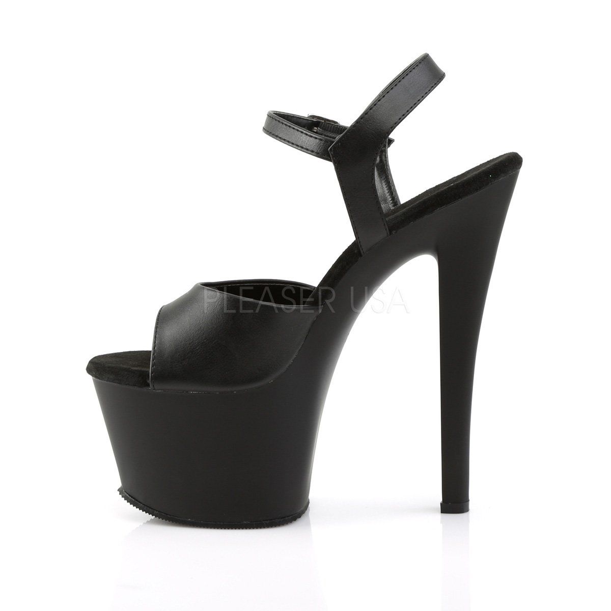 SKY-309 Black Faux Leather Platform Sandal Pleaser