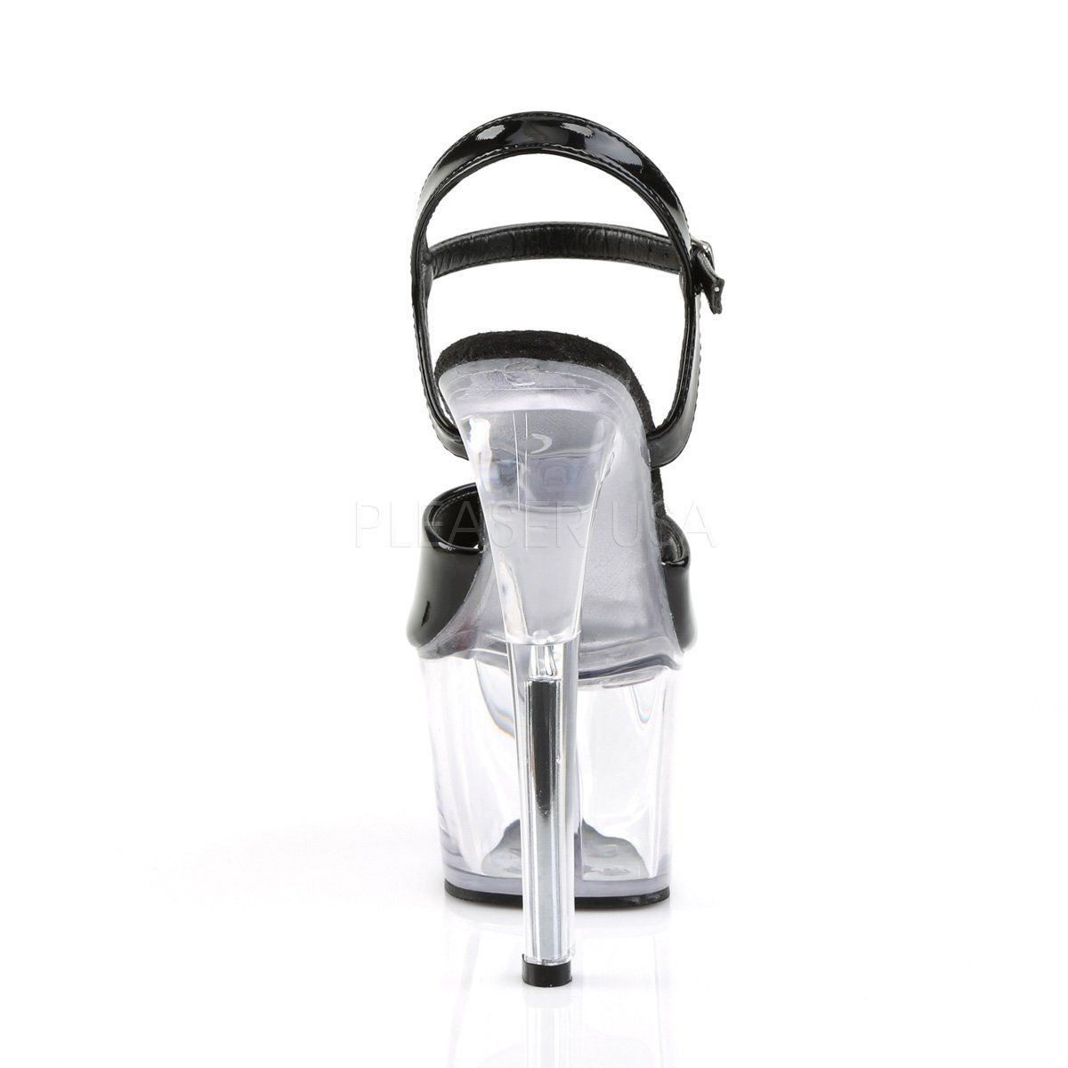 SKY-309 Black Patent/Clear Platform Sandal Pleaser