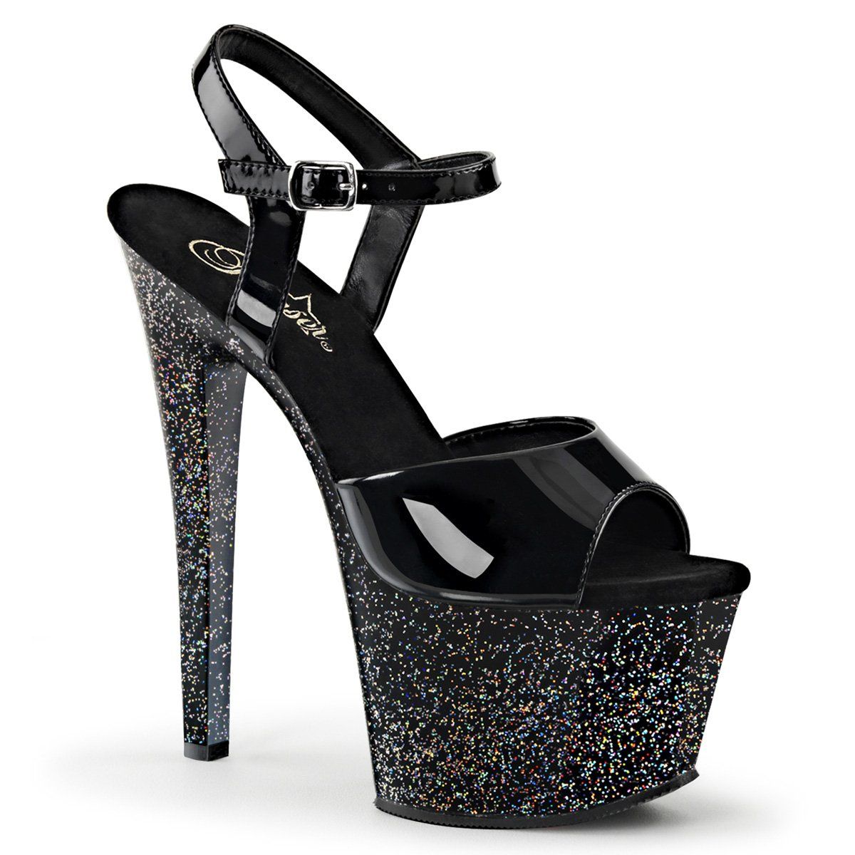 SKY-309MG Black Platform Sandal Pleaser
