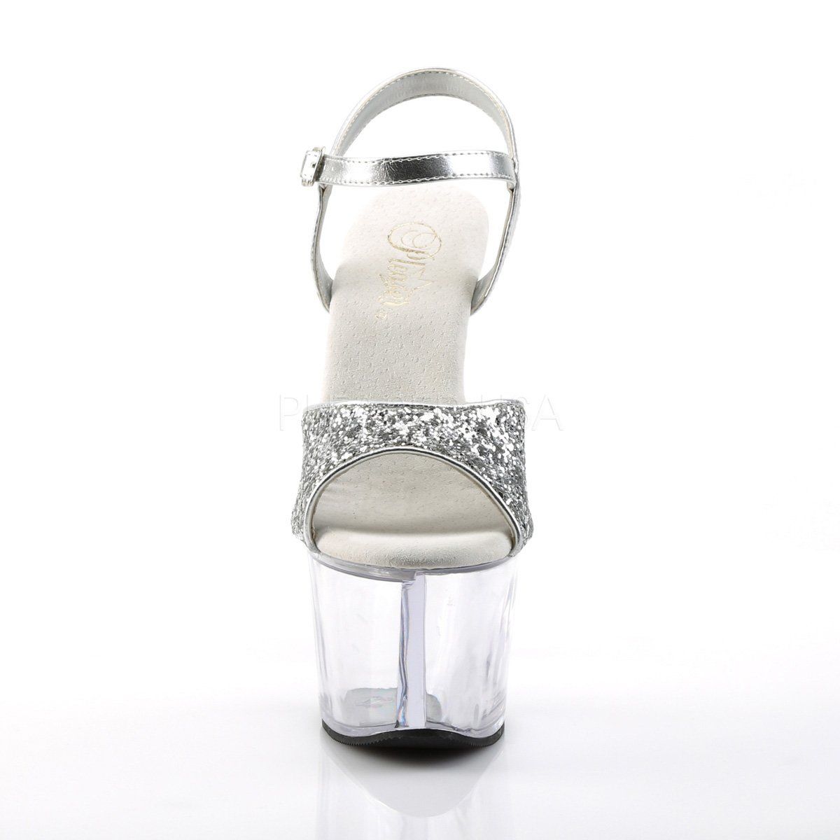 SKY-310 Silver Glitter/Clear Platform Sandal Pleaser