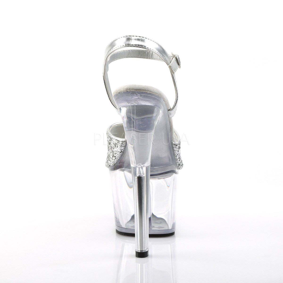 SKY-310 Silver Glitter/Clear Platform Sandal Pleaser