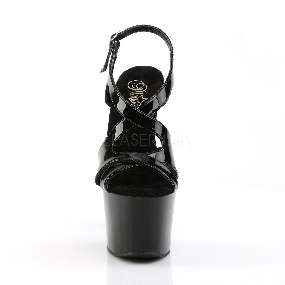 SKY-330 Black Patent Platform Sandal Pleaser