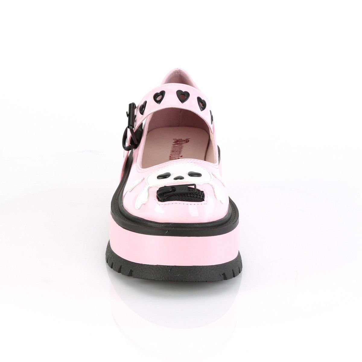 SLACKER-27 Baby Pink Hologram Mary Janes Demonia