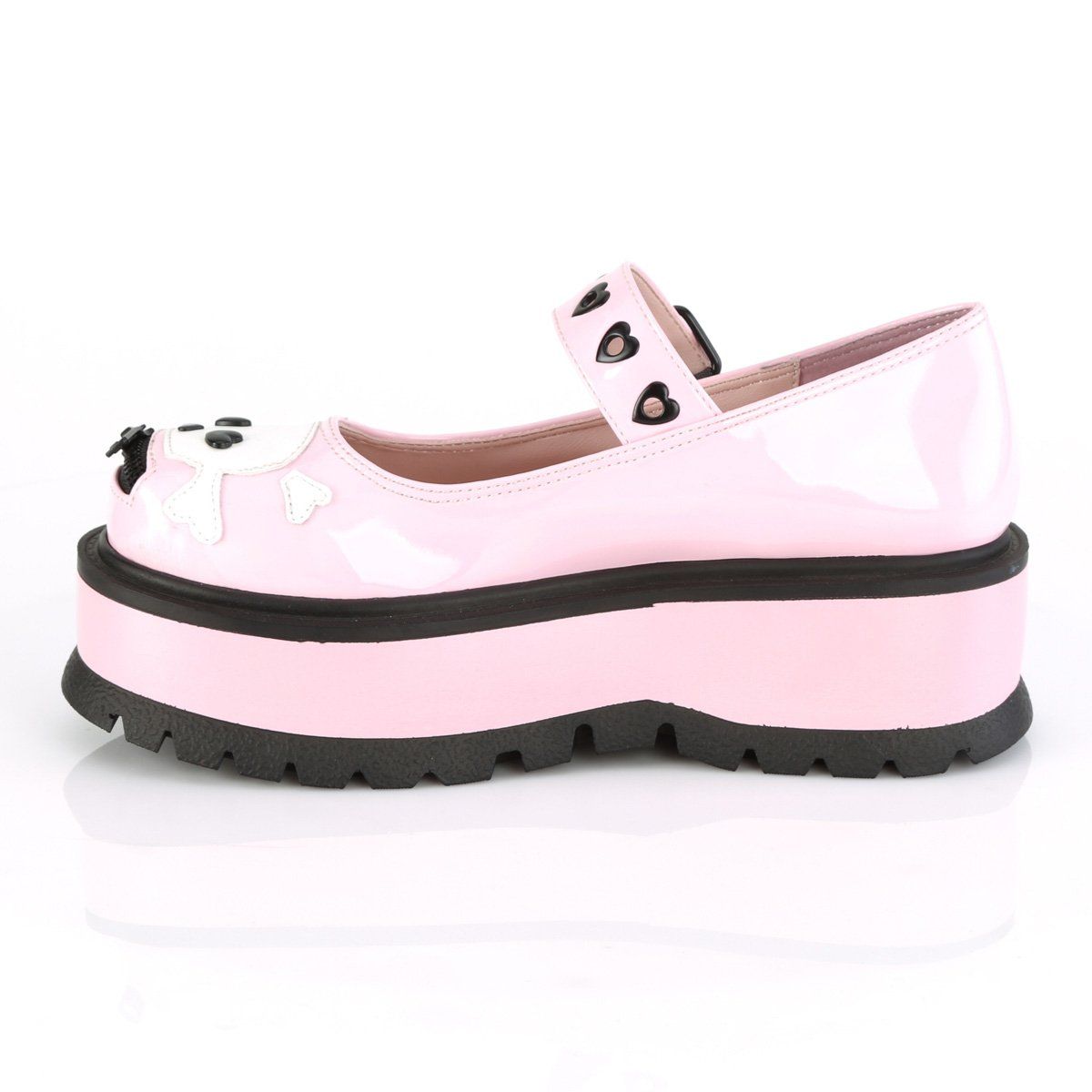 SLACKER-27 Baby Pink Hologram Mary Janes Demonia
