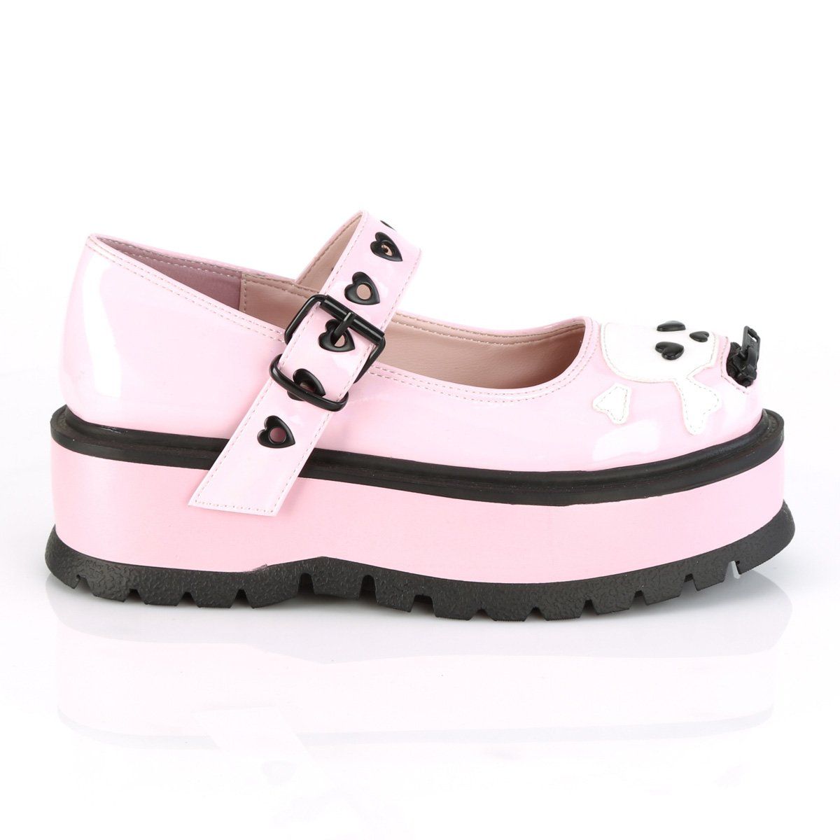 SLACKER-27 Baby Pink Hologram Mary Janes Demonia