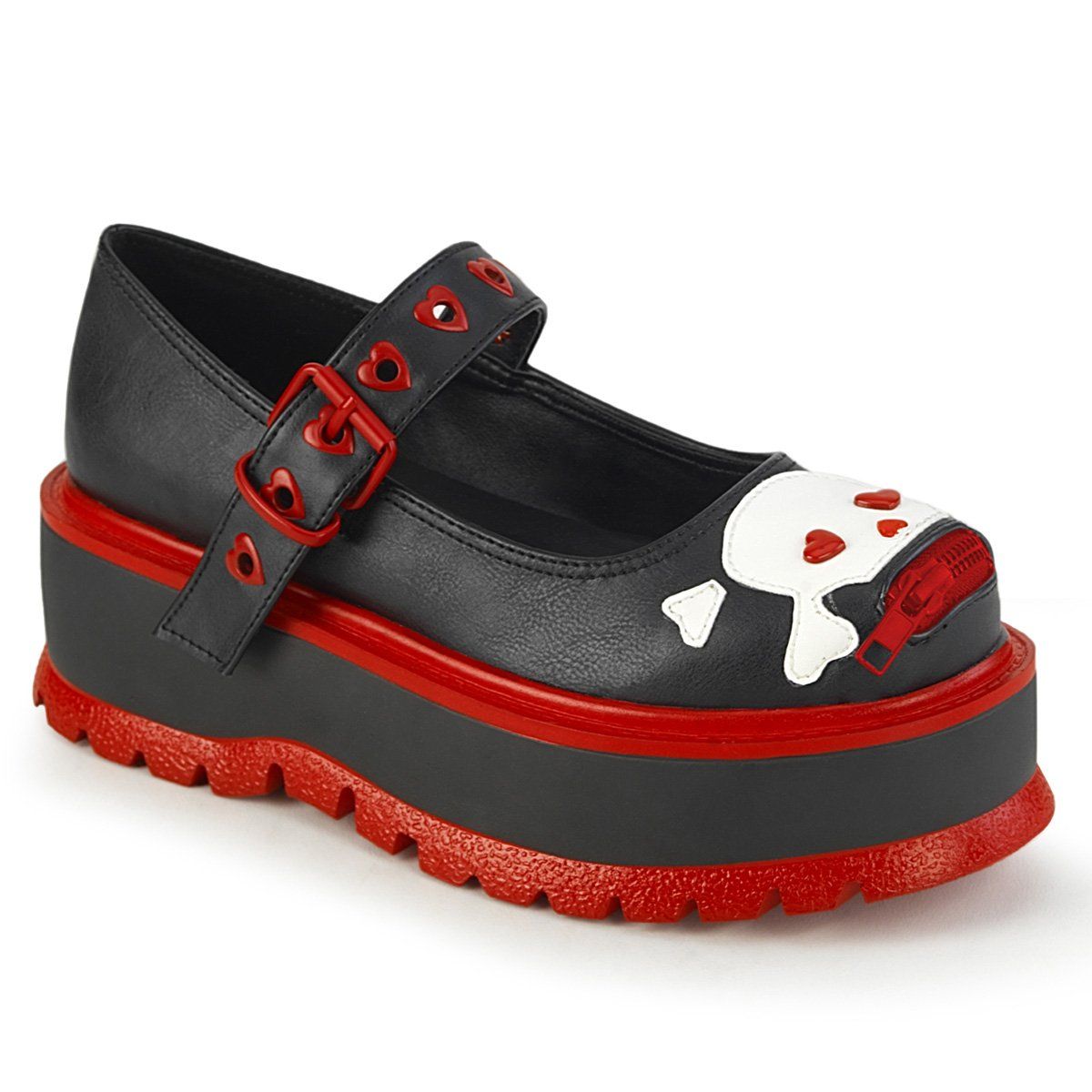 SLACKER-27 Black Vegan Leather Mary Janes Demonia
