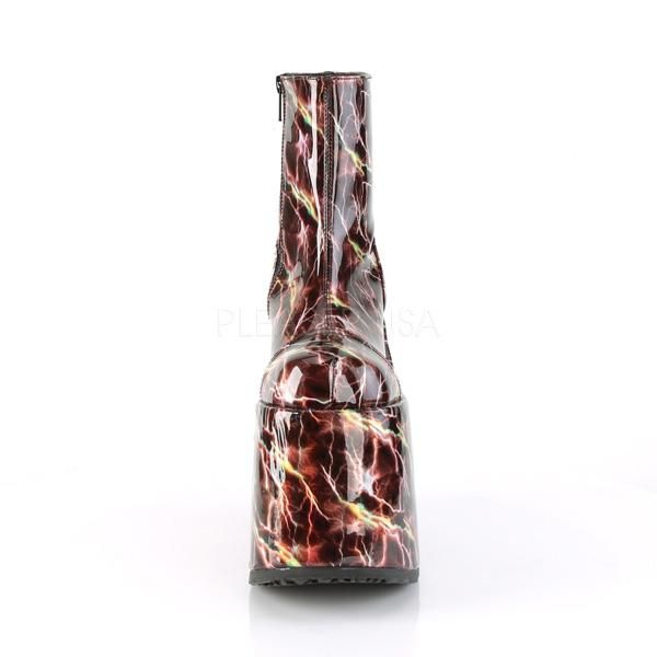 SLAY-204LBH Burgundy Hologram Ankle Boot Demonia