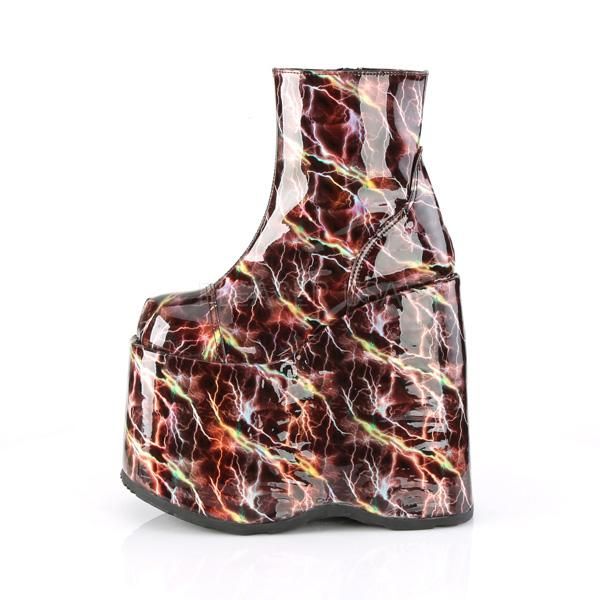 SLAY-204LBH Burgundy Hologram Ankle Boot Demonia