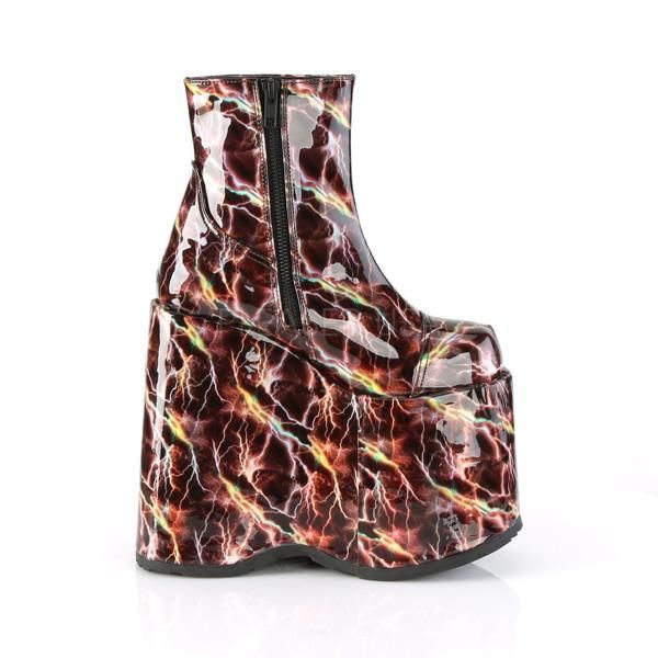 SLAY-204LBH Burgundy Hologram Ankle Boot Demonia
