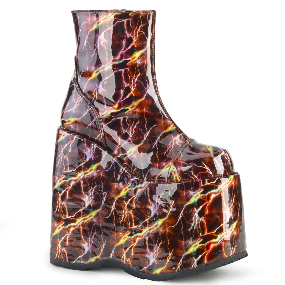 SLAY-204LBH Burgundy Hologram Ankle Boot Demonia