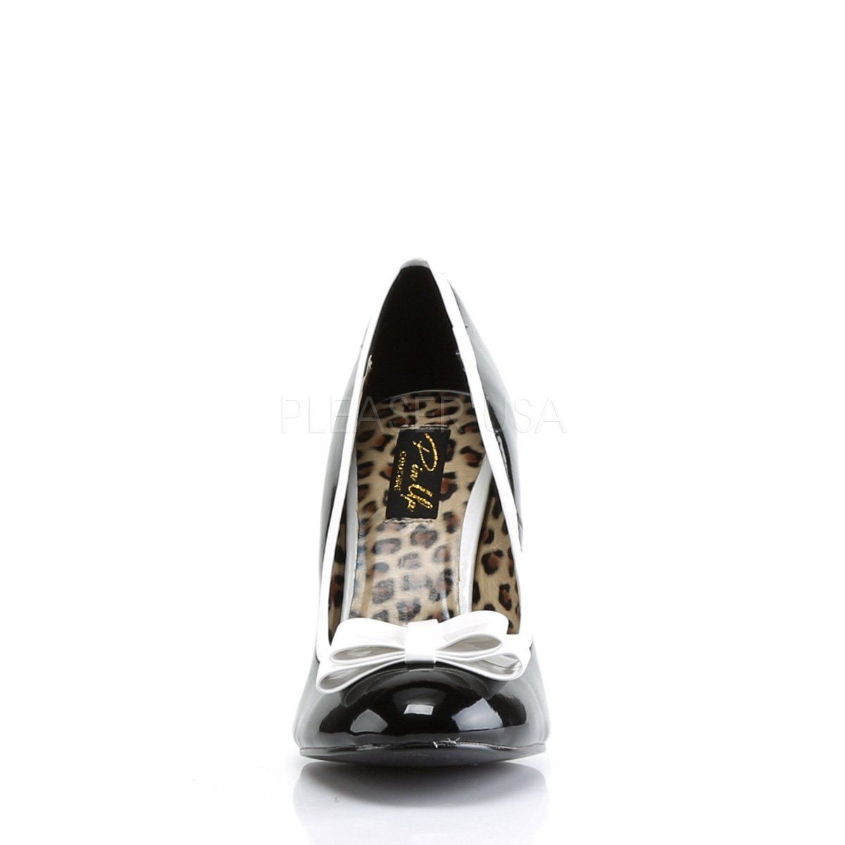 SMITTEN-01 Black-White Patent Pin Up Couture