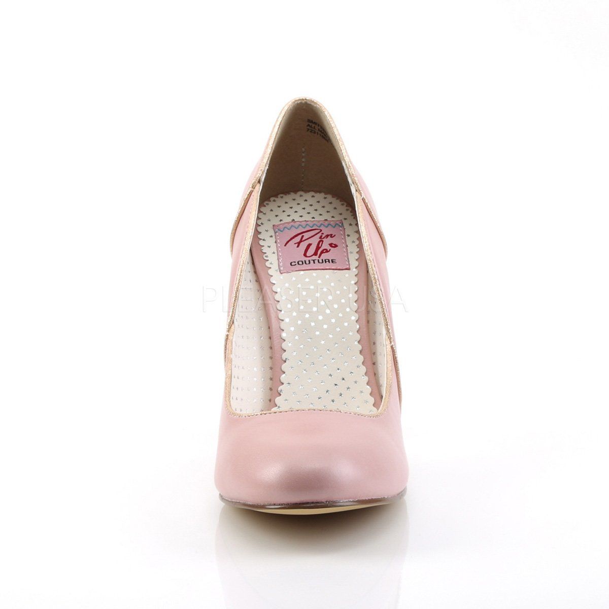 SMITTEN-04 Baby Pink Faux Leather Pin Up Couture