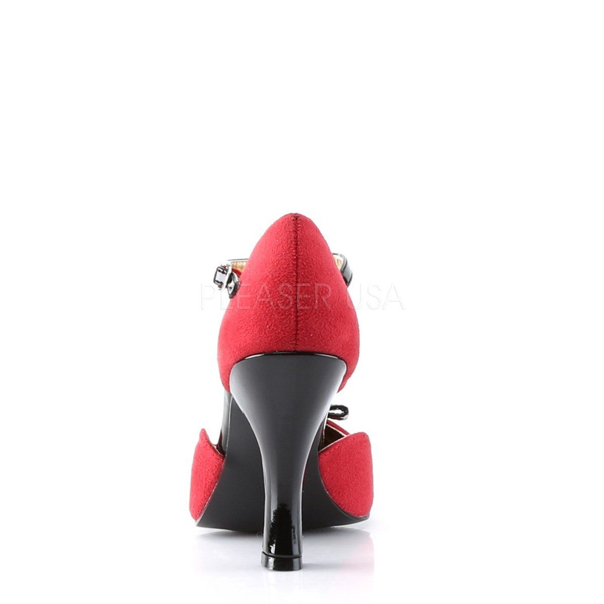 SMITTEN-10 Red Suede-Black Patent Pin Up Couture