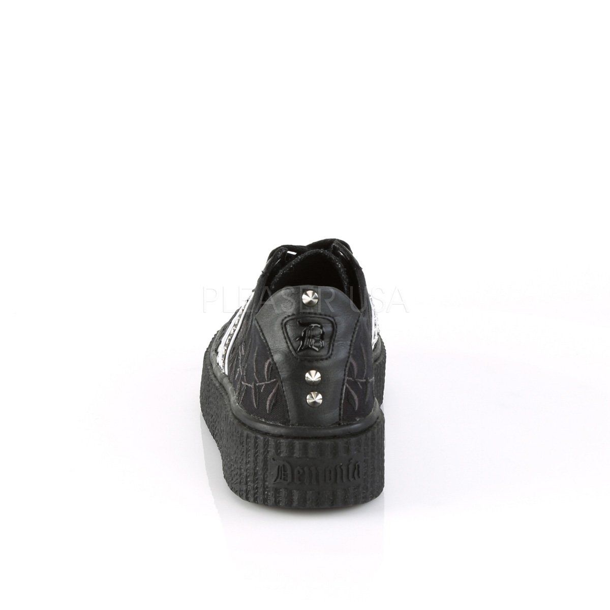 SNEEKER-106 Black Canvas-Black Pu Creeper Demonia