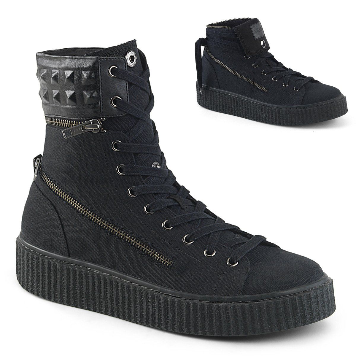 SNEEKER-270 Black Canvas Shoe Demonia