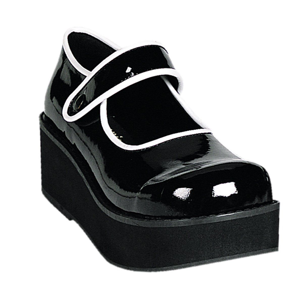 SPRITE-01 Black-White Patent Mary Janes Demonia