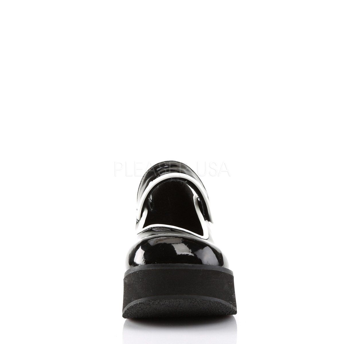 SPRITE-01 Black-White Patent Mary Janes Demonia