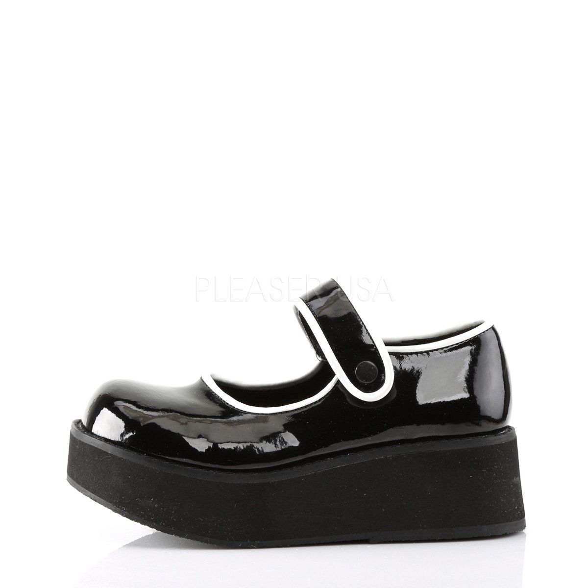 SPRITE-01 Black-White Patent Mary Janes Demonia