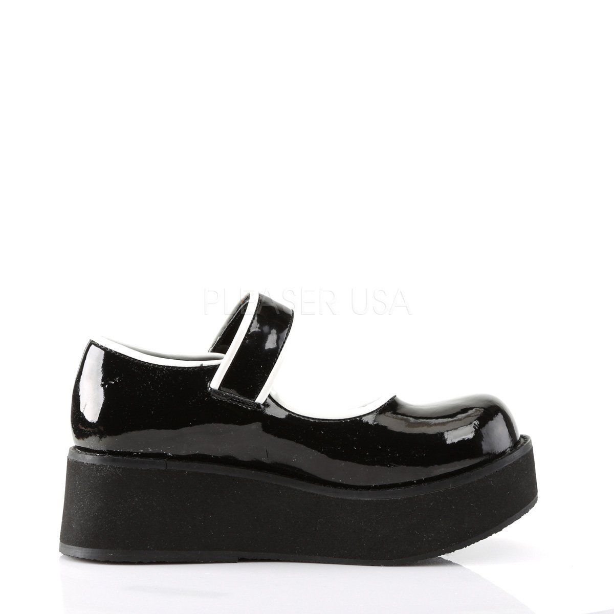 SPRITE-01 Black-White Patent Mary Janes Demonia
