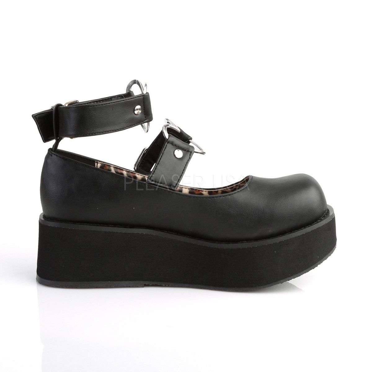 SPRITE-02 Black Vegan Leather Mary Janes Demonia