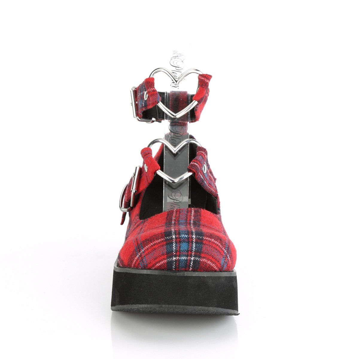 SPRITE-02 Red Plaid Fabric Mary Janes Demonia