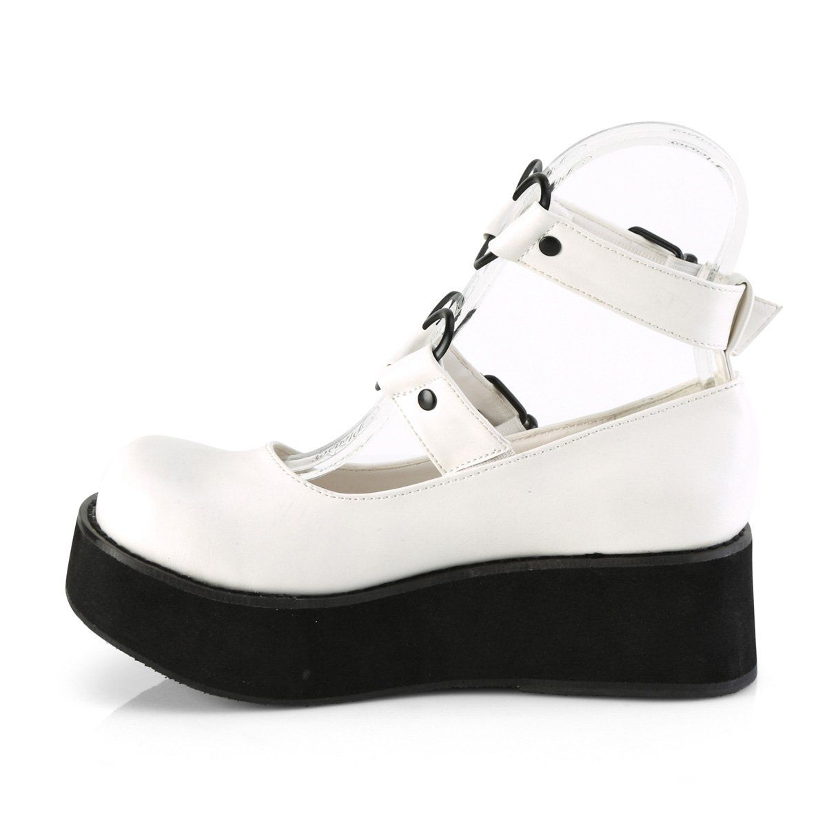 SPRITE-02 White Vegan Leather Mary Janes Demonia