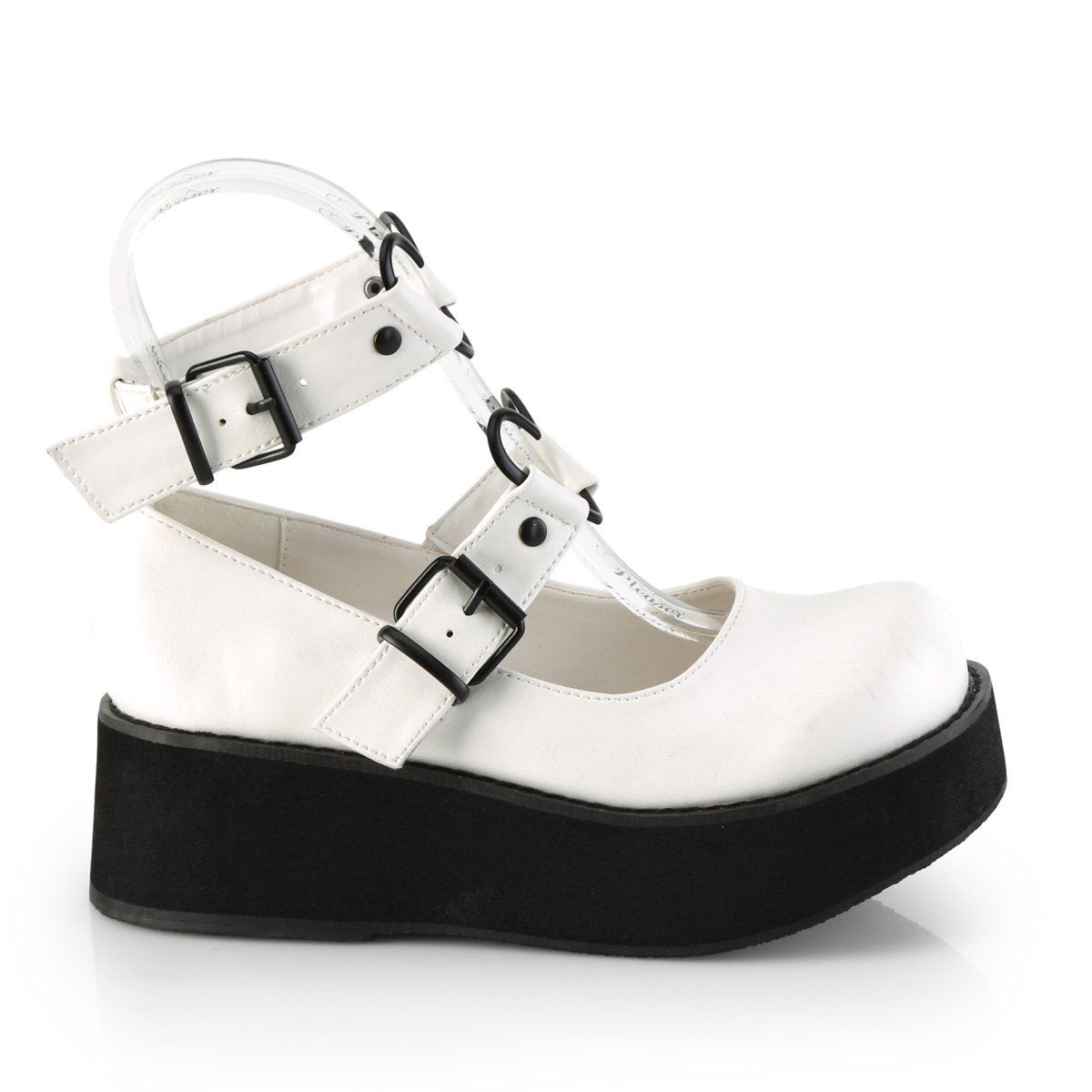 SPRITE-02 White Vegan Leather Mary Janes Demonia
