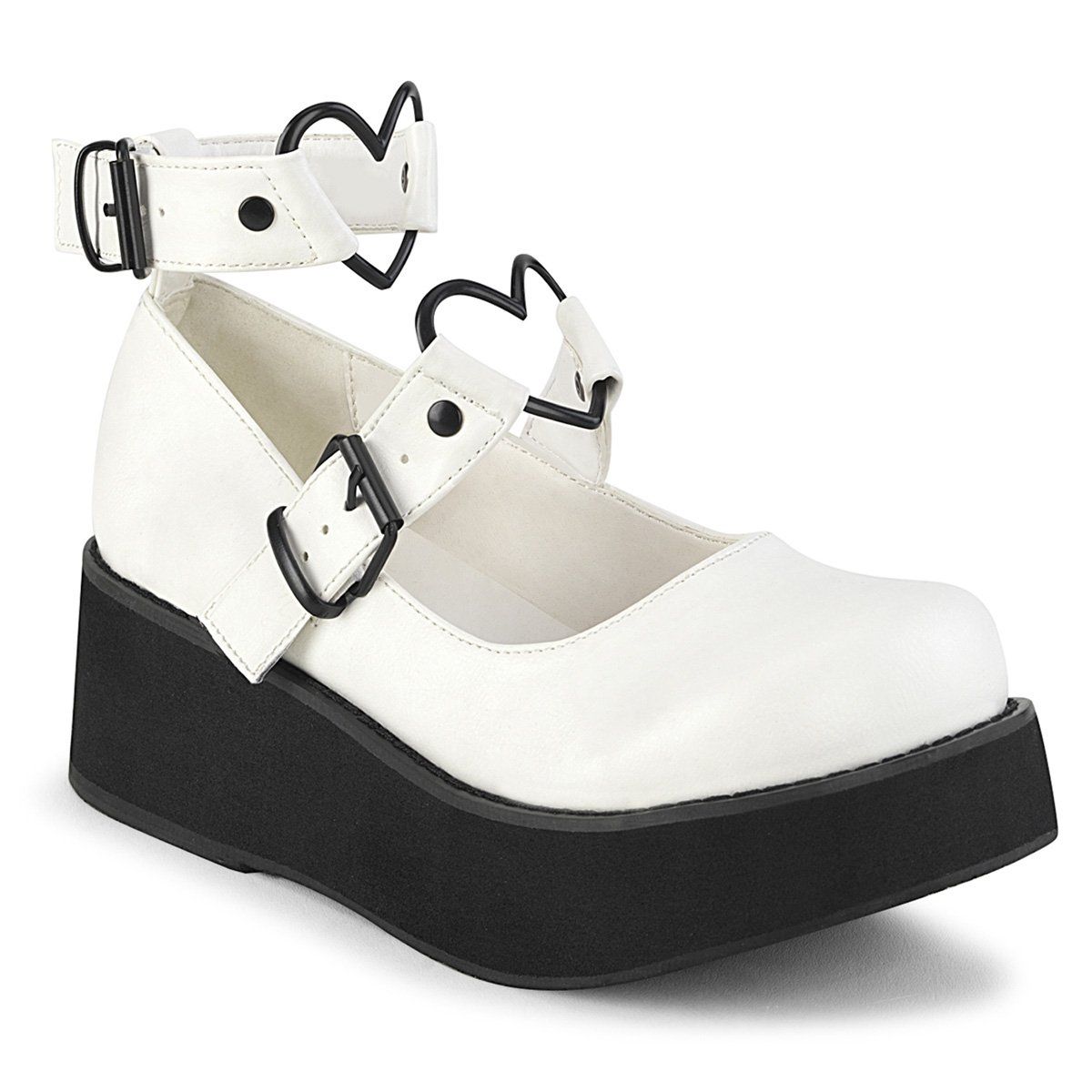 SPRITE-02 White Vegan Leather Mary Janes Demonia