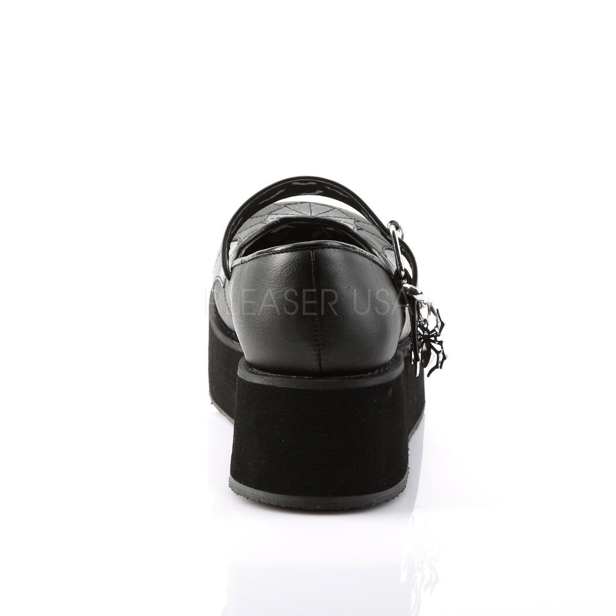 SPRITE-05 Black Vegan Leather-Black Patent Mary Janes Demonia