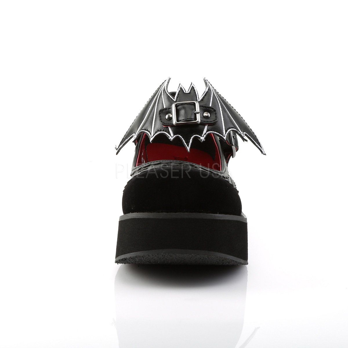 SPRITE-09 Black Vegan Leather-Velvet Mary Janes Demonia