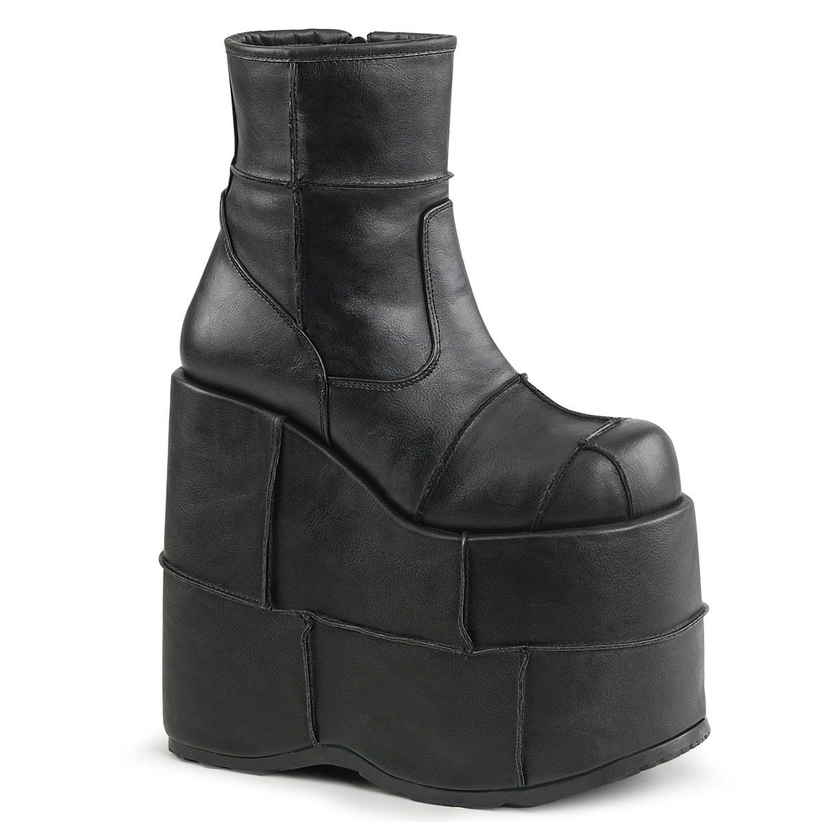 STACK-201 Black Vegan Leather Ankle Boot Demonia
