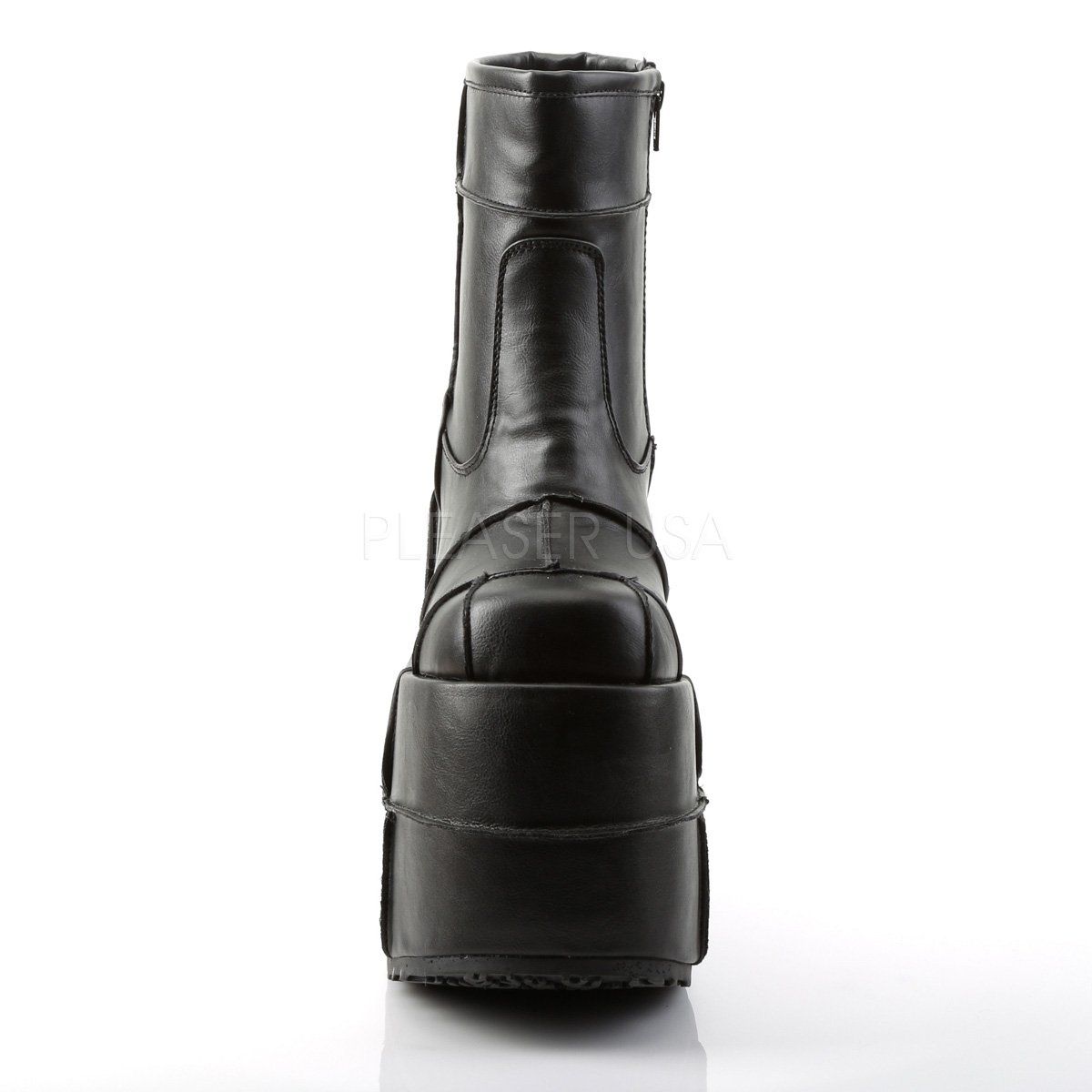 STACK-201 Black Vegan Leather Ankle Boot Demonia