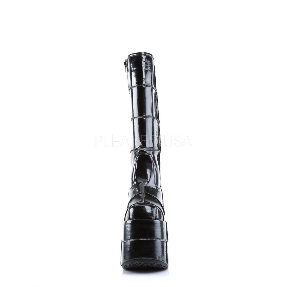 STACK-301 Black Vegan Leather Knee Boot Demonia