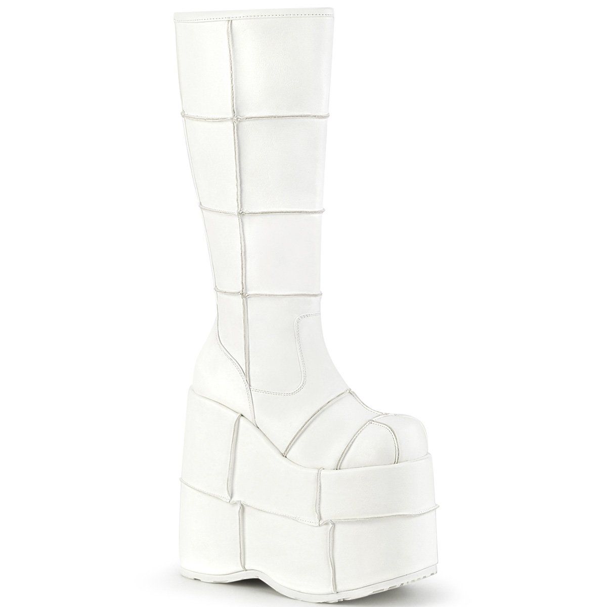 STACK-301 White Vegan Leather Knee Boot Demonia
