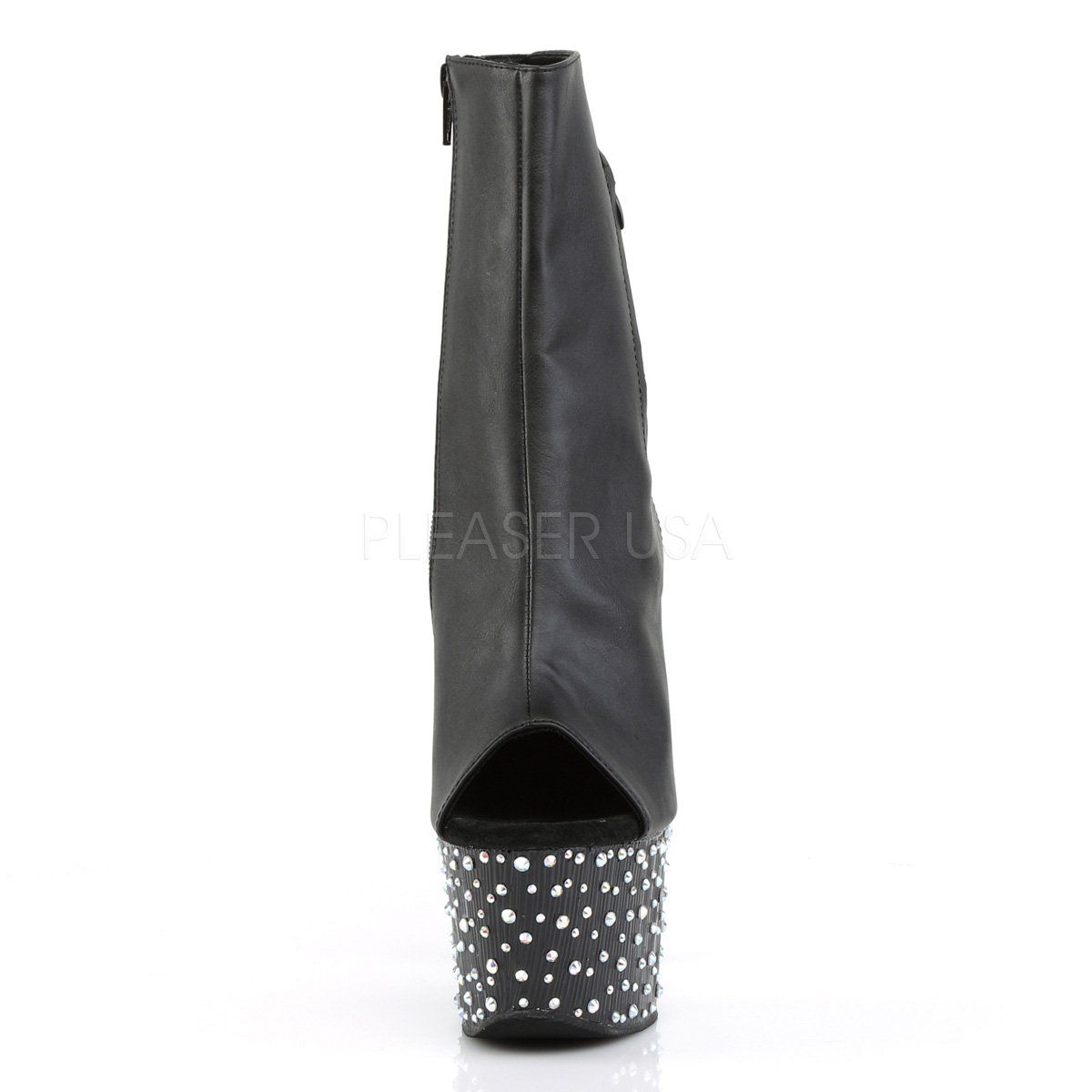 STARDANCE-1018-7 Black/Silver Multi Rhinestone Ankle Boot Pleaser