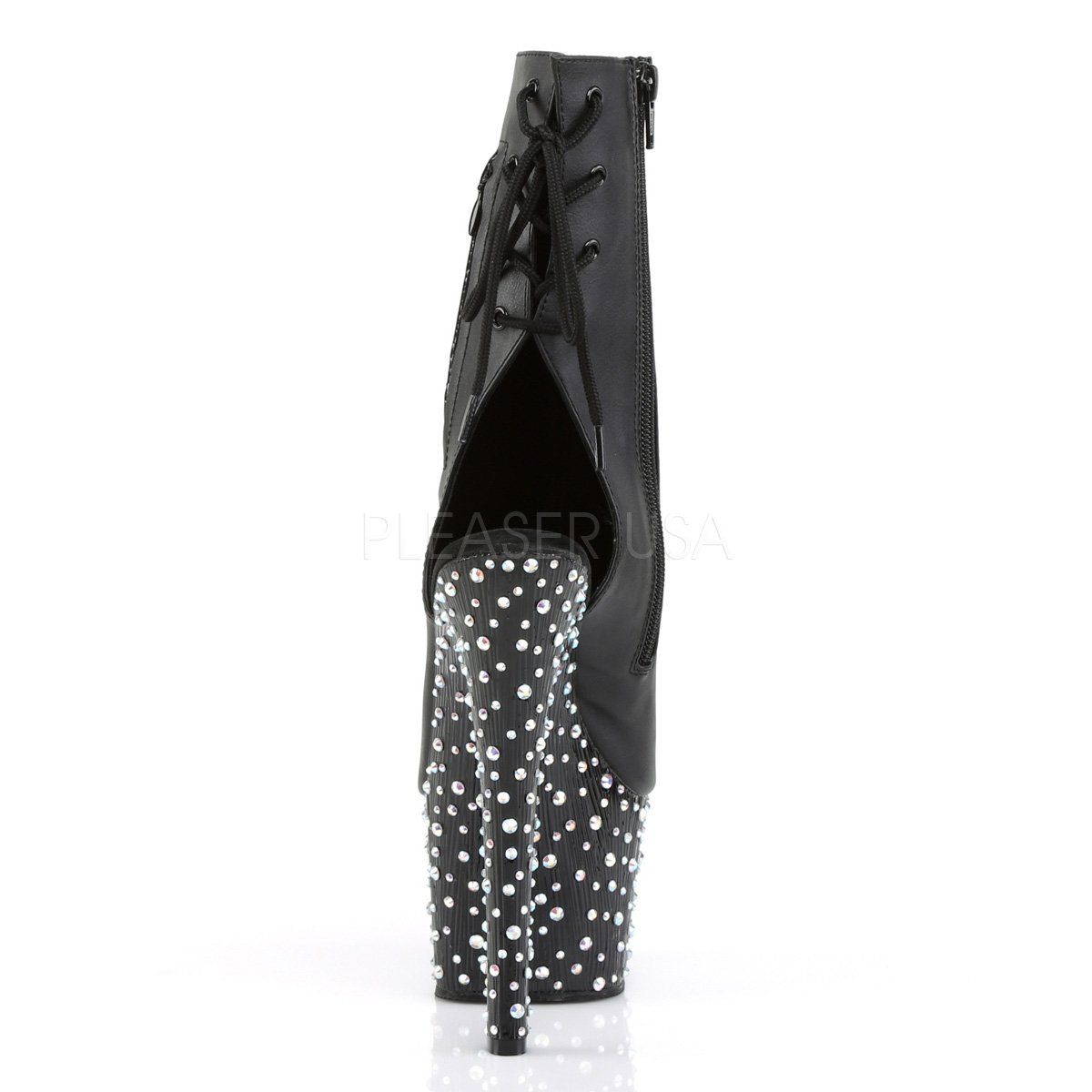 STARDANCE-1018-7 Black/Silver Multi Rhinestone Ankle Boot Pleaser