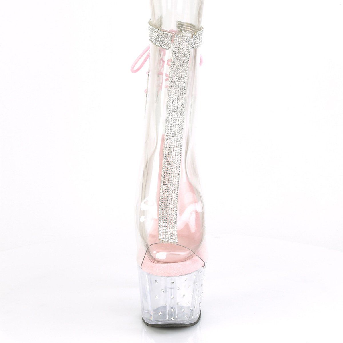 STARDUST-1018C-2RS Clear-Baby Pink/Clear Ankle Boot Pleaser