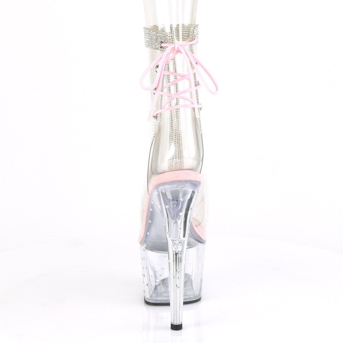 STARDUST-1018C-2RS Clear-Baby Pink/Clear Ankle Boot Pleaser