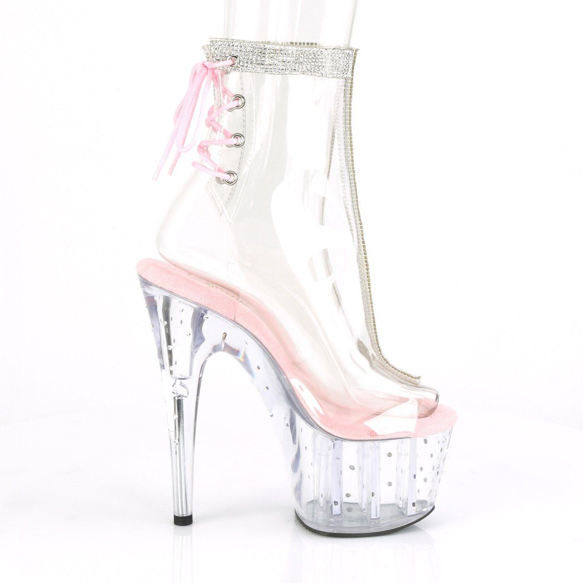 STARDUST-1018C-2RS Clear-Baby Pink/Clear Ankle Boot Pleaser