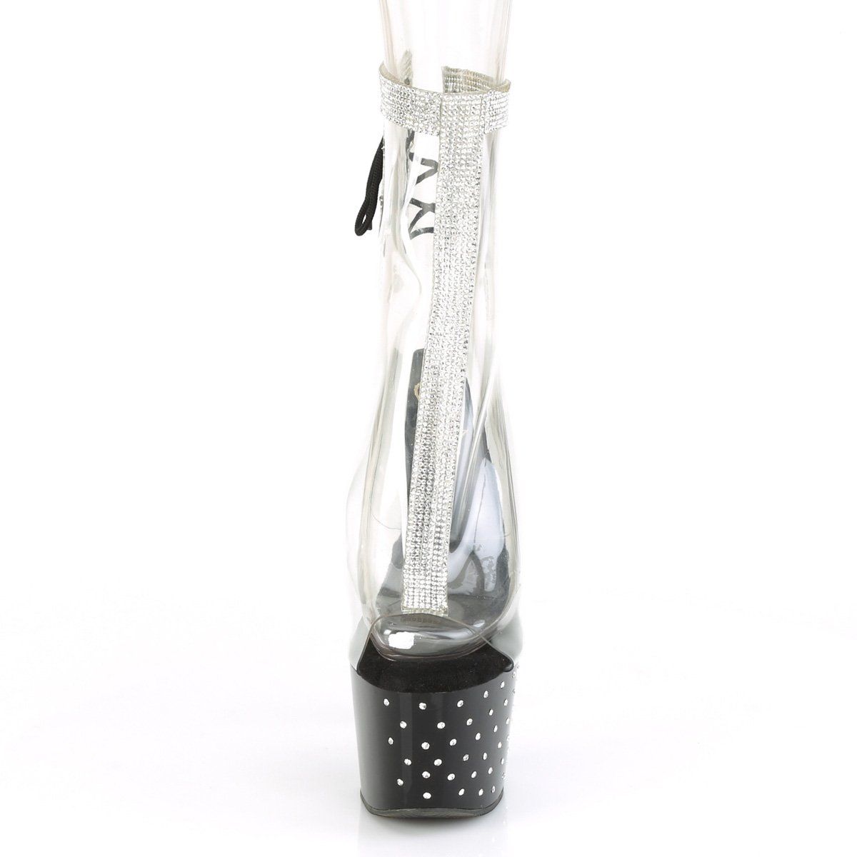 STARDUST-1018C-2RS Clear/Black Ankle Boot Pleaser