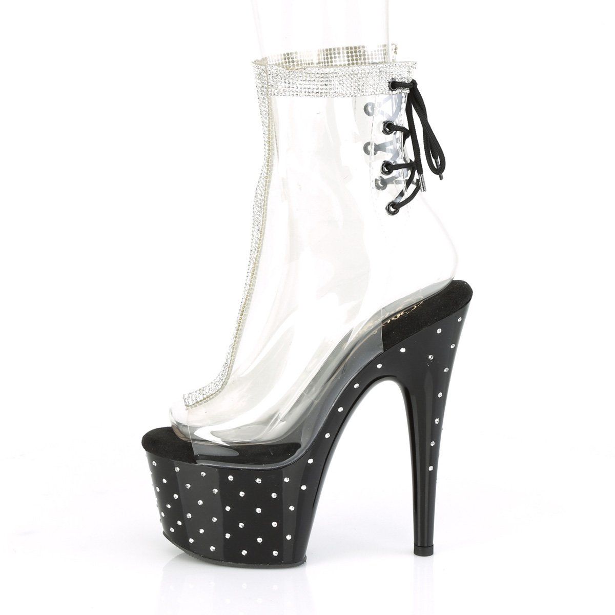 STARDUST-1018C-2RS Clear/Black Ankle Boot Pleaser