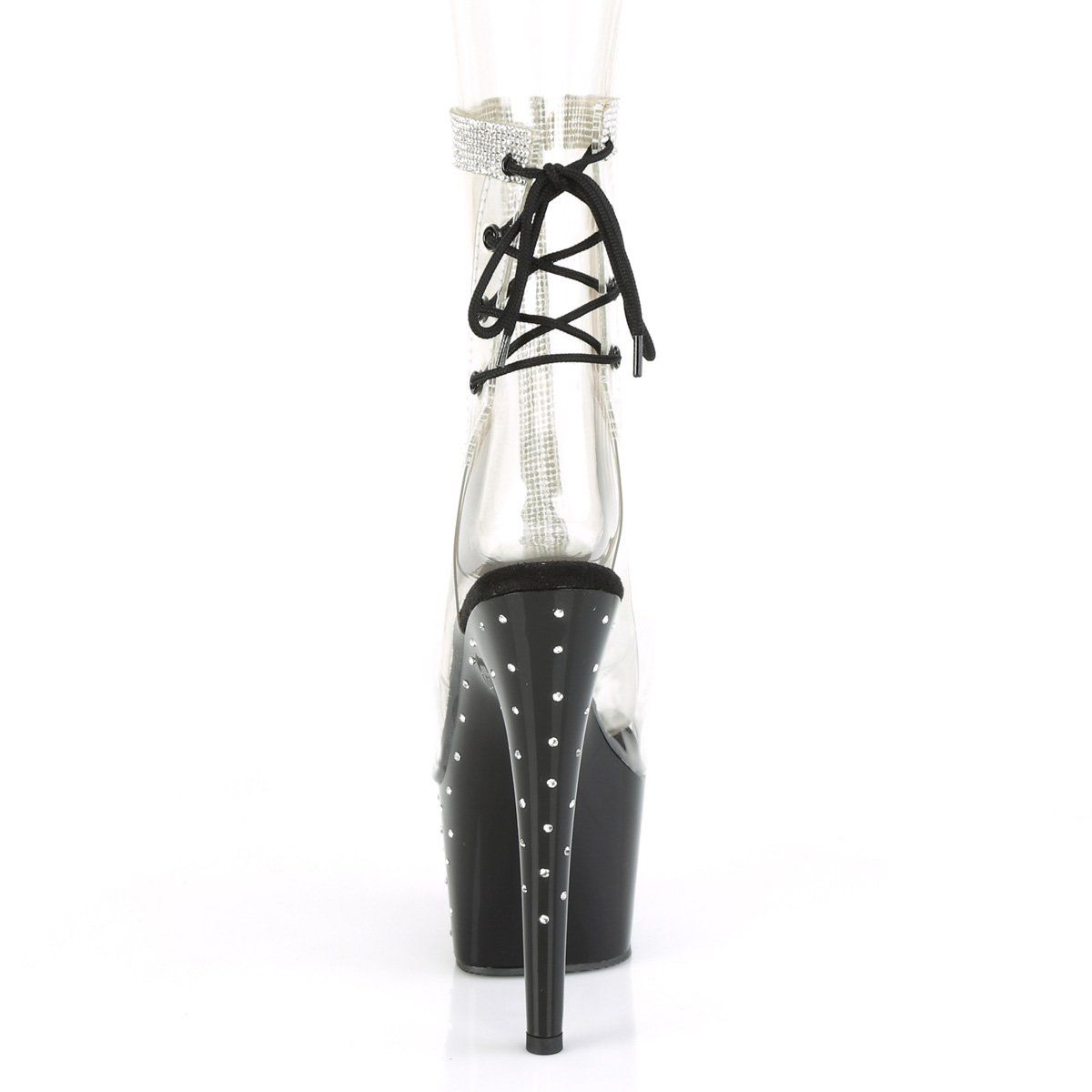 STARDUST-1018C-2RS Clear/Black Ankle Boot Pleaser