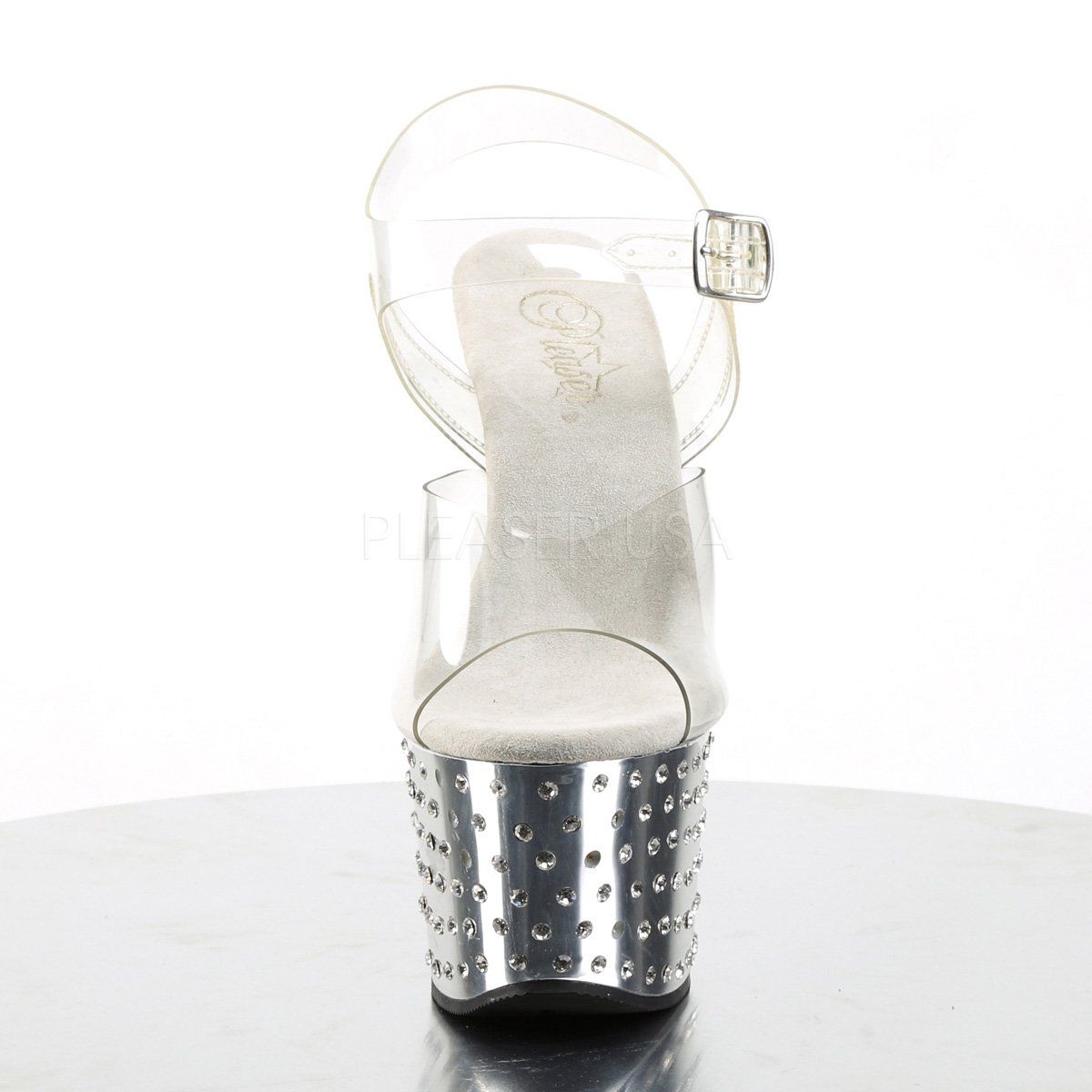 STARDUST-708 Clear/Silver Chrome Platform Sandal Pleaser