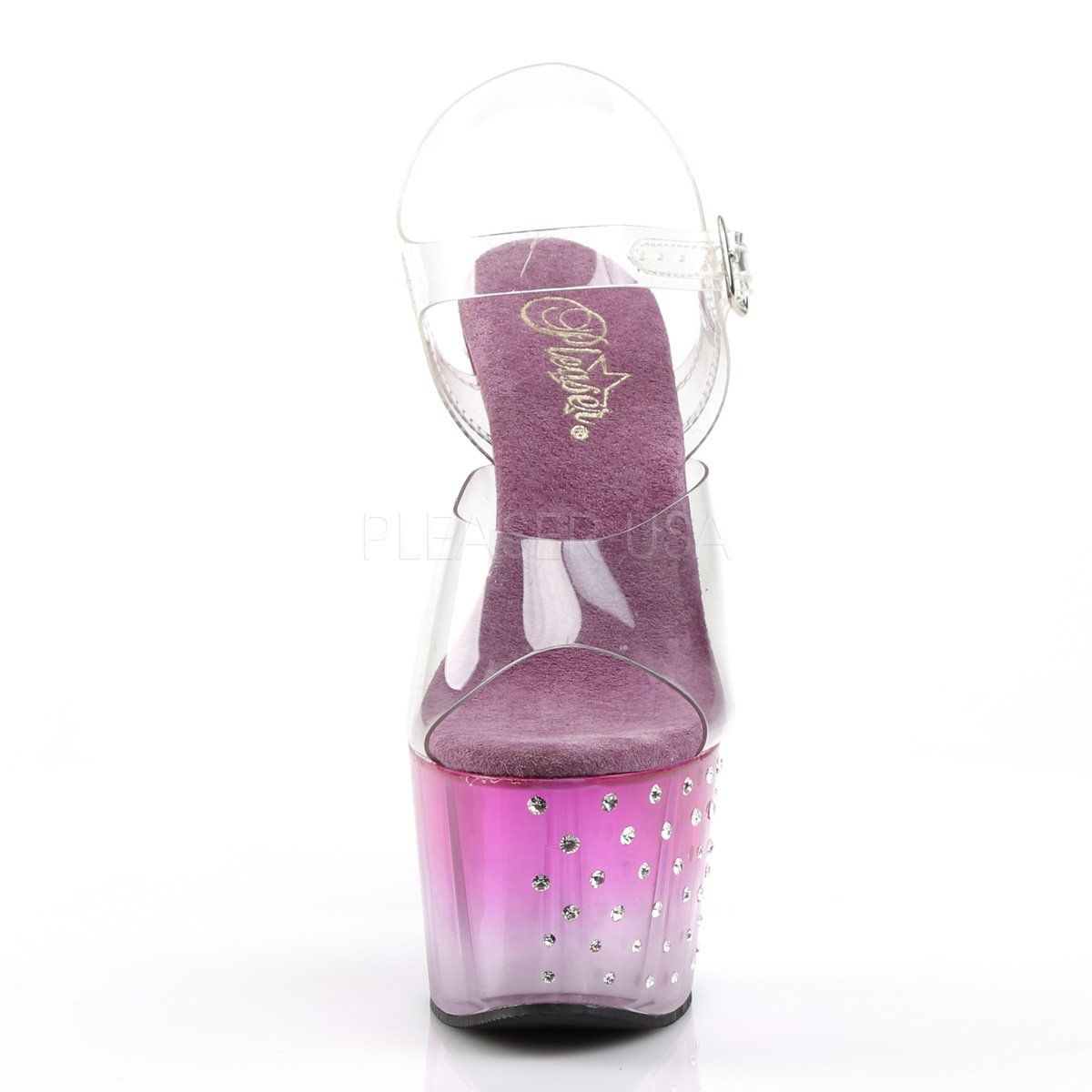 STARDUST-708T Clear/Purple-Clear Platform Sandal Pleaser