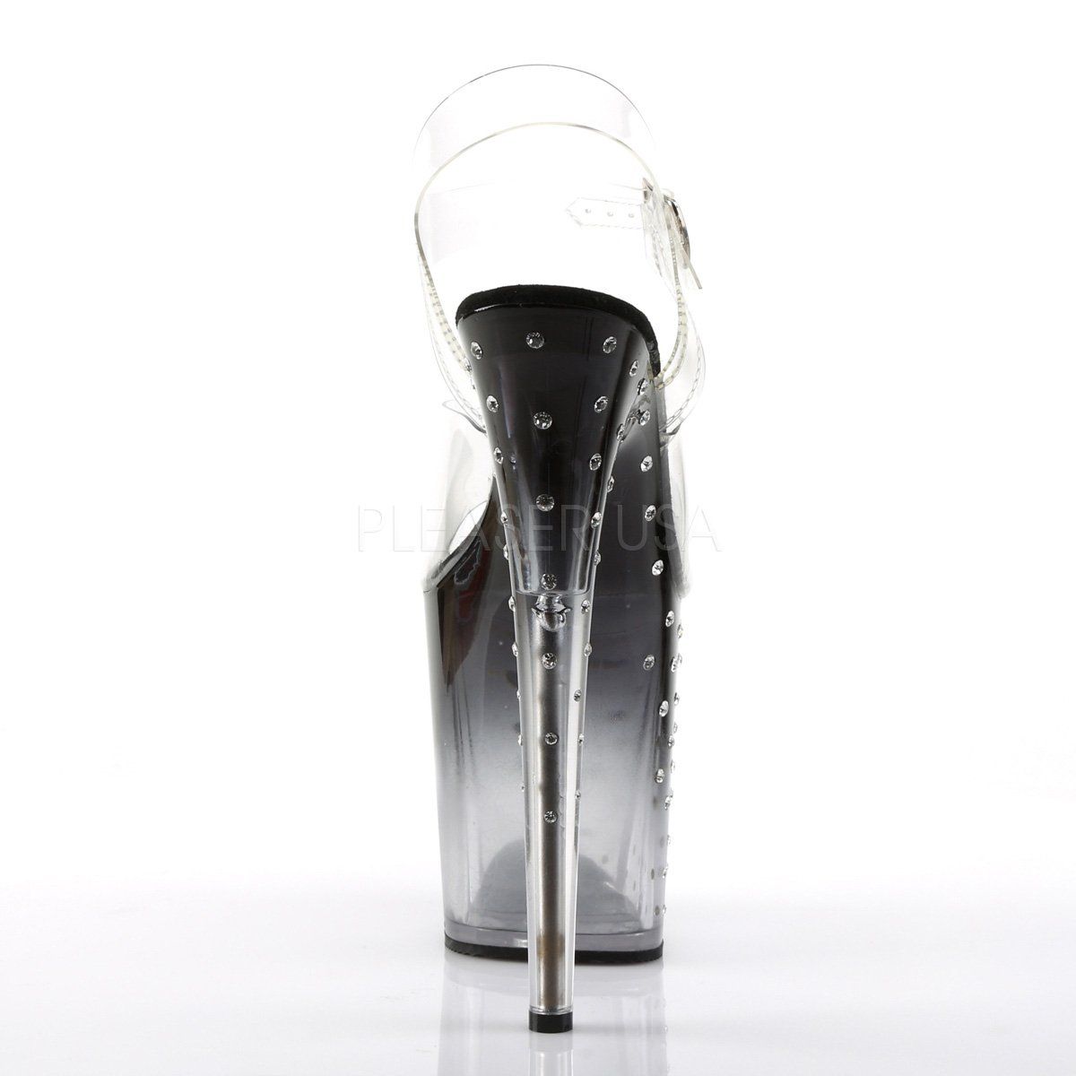 STARDUST-808T Clear/Black-Clear Platform Sandal Pleaser