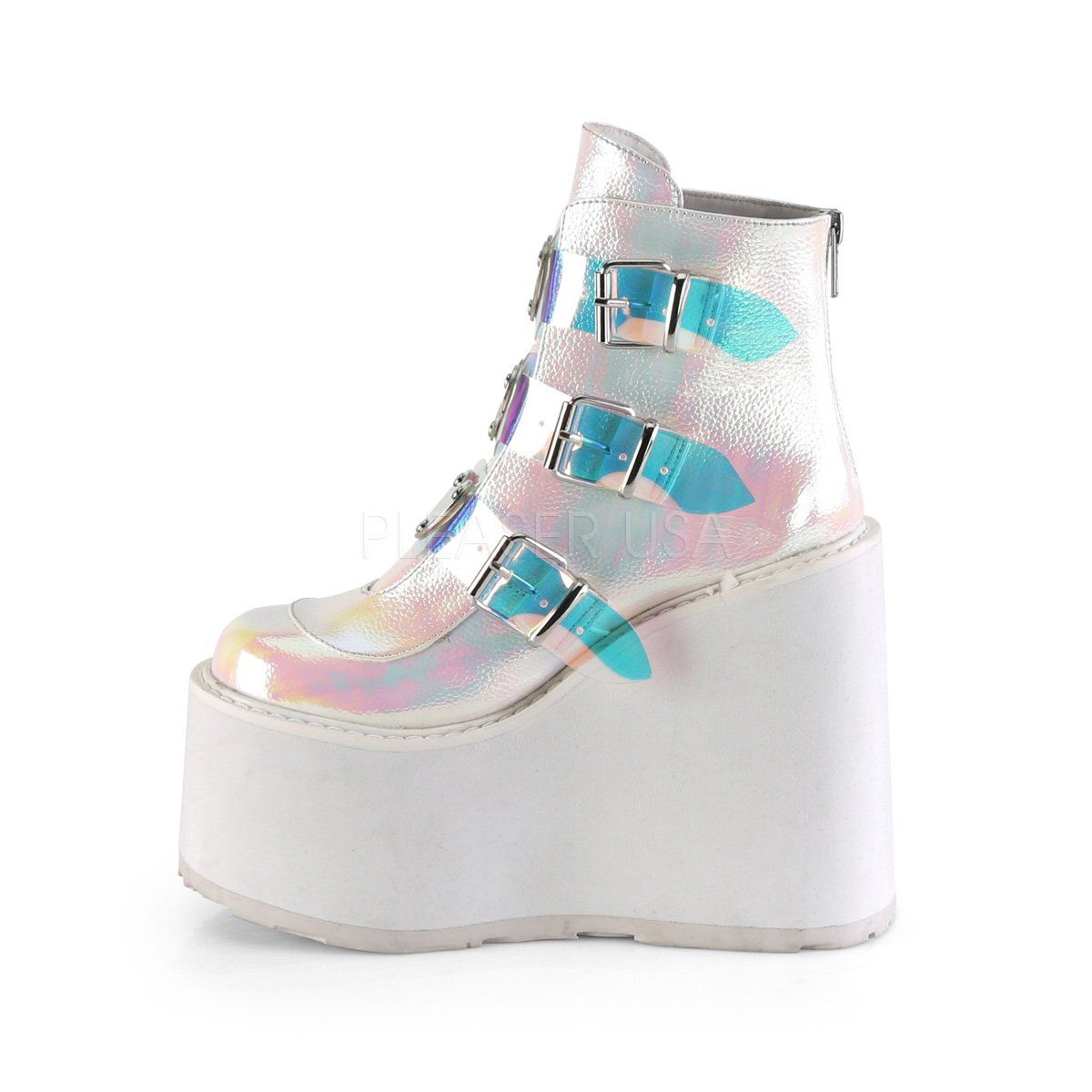 SWING-105 Pearl Iridescent Vegan Leather Ankle Boot Demonia